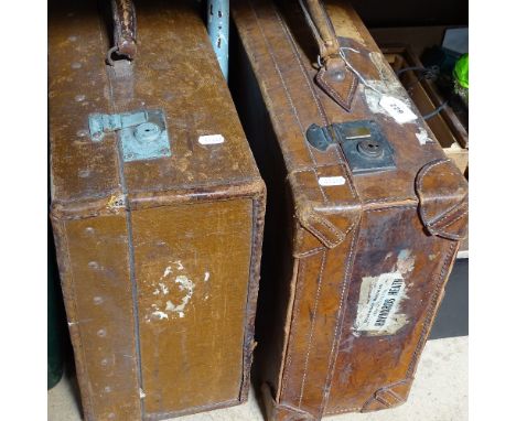 2 Vintage leather suitcases 