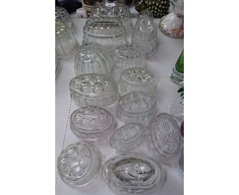 15 various Vintage glass jelly moulds 