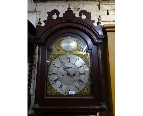 An 18th century 8-day longcase clock, with a 12" brass arch-top dial and 2 further subsidiary dials, by Wenham, Dereham, maho