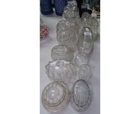 15 various Vintage glass jelly moulds 