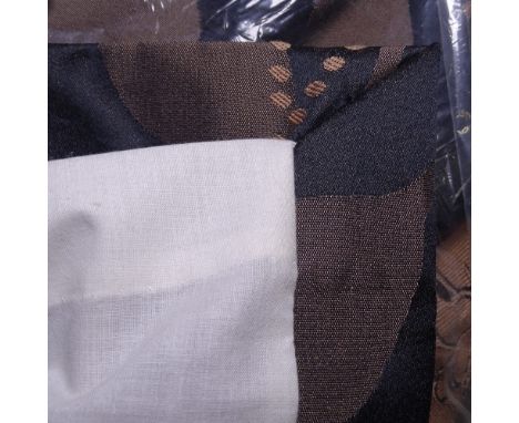 A pair of retro statement lined rich satin curtains, 90" drop, 66" width 