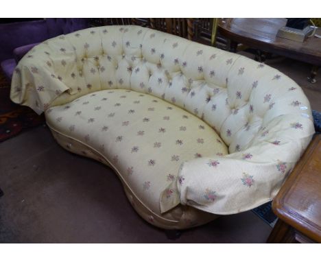 An Edwardian button-back upholstered bow arm 2-seater settee, L160cm 