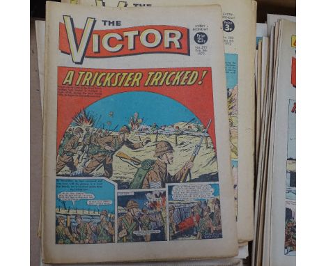 A box of Vintage Victor comics 