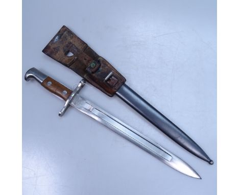 A German bayonet in scabbard with leather belt mount, Waffenfabrak, Neuhausen 