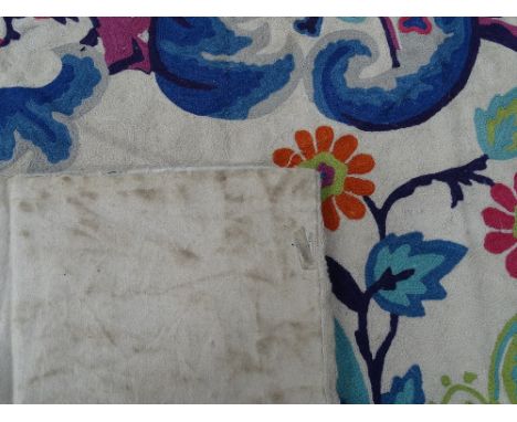 An Antique Kashmiri hand stitched chain wool rug, 147cm x 88cm 