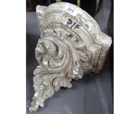 A plaster clock bracket, 9.5" across 