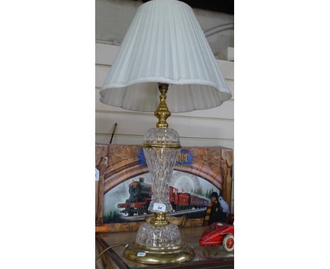 A large glass table lamp with gilt-metal mounts, and shade 