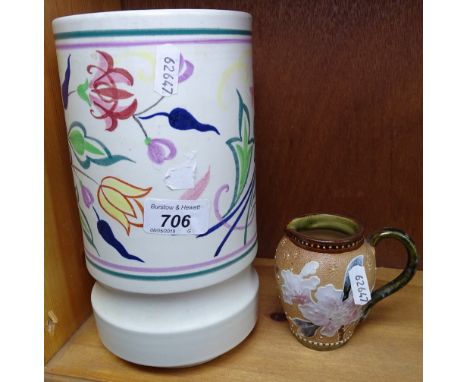 A Poole vase, 8.75", and a Royal Doulton jug 