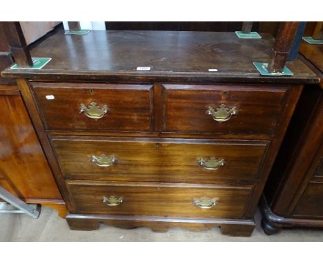 An Edwardian walnut 4-drawer chest, on bracket feet, W91cm 