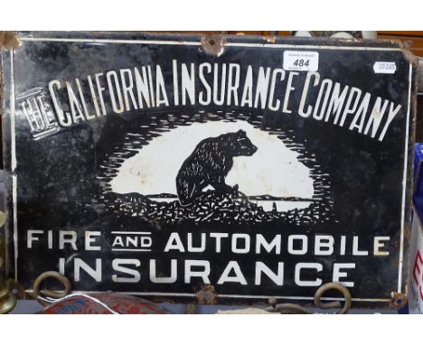 A Vintage enamelled advertising sign for The California Insurance Company, length 18" 