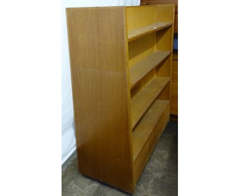 A Vintage oak double-sided open bookcase 