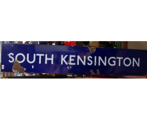 Vintage enamelled South Kensington sign, length 57" 