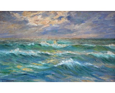 Audrey Edith Greenhalgh 1903 - 1991 - Seascape - Oil on board - Signed lower left - 26.5 x 42.3cm