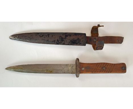 WW1 German Army Fighting Boot Knife with  - Metal Scabbard - Length: 28cm 