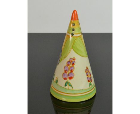 A Clarice Cliff Bizarre, Fantasque, Windbells - Conical Shape, Sugar Sifter - c.1930’s - Hand painted ceramic - Printed facto