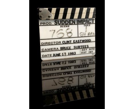 SUDDEN IMPACT (1983) - Clapperboard A clapperboard from Clint Eastwood's action-thriller Sudden Impact. This clapperboard con