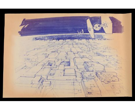 STAR WARS - EP IV - A NEW HOPE (1977) - TIE Fighters over Death Star Dyeline A dyeline of Imperial TIE-Fighters flying over t