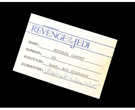 STAR WARS - EP VI - RETURN OF THE JEDI (1983) - Michael Lamont's Crew Pass, Crew Items and Paperwork A crew pass, crew items 