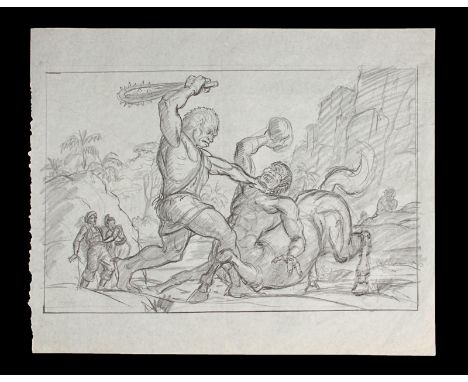 THE GOLDEN VOYAGE OF SINBAD  (1973) - Ray Harryhausen Hand-Drawn Concept Of The Neanderthal Man and The Cyclopean Centaur A h