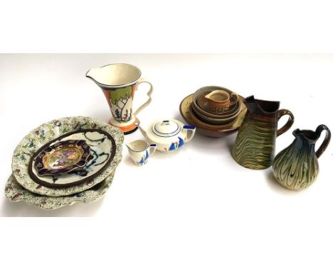 A box of assorted ceramics, to include Leach, Vellow Studio Pottery etc 