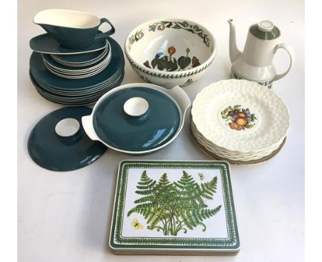 A Poole Pottery part dinner service, Portmeirion Botanic Garden fruit bowl, Royal Doulton jug, Copeland plates, etc 