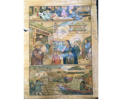 A printed scroll of Chinese scenes 