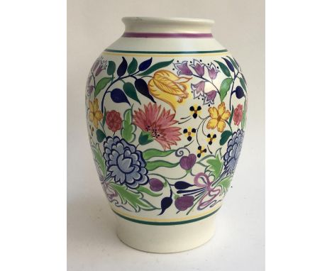 A very large Poole Pottery vase, painted by Gwen Haskins and marked to base, 35cmH 