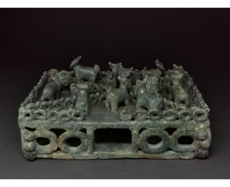 C. 1300 AD or later. Islamic medieval. Glazed ceramic diorama with a beautiful turquoise glaze typical of medieval Islamic ce