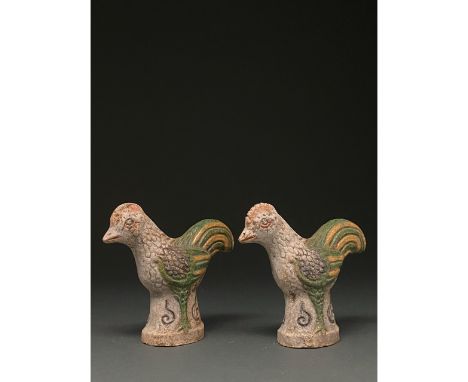 Ca. 1368-1644 AD. Chinese Ming Dynasty Ceramic Figures. A beautifully crafted pair of multi-coloured glazed terracotta cerami