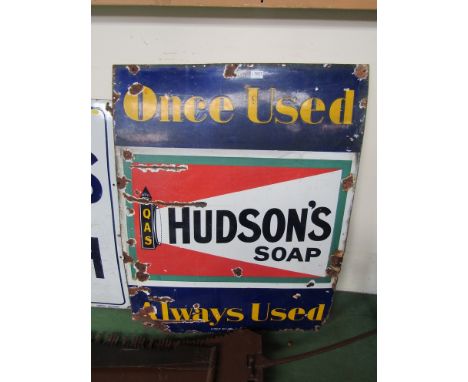 A Hudsons Soap enamel sign, 32" x 42" 