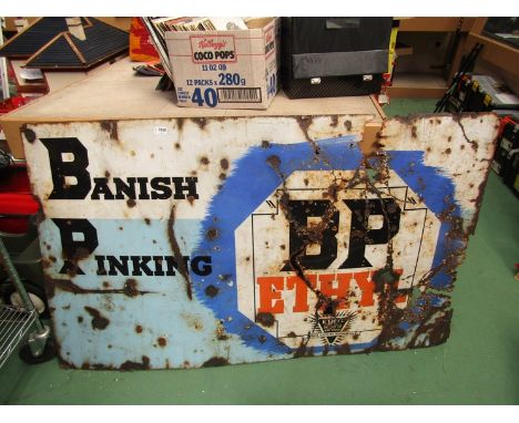 An enamel sign 'BP Ethyl, Banish Pinking' a/f, approx 36" x 60" 