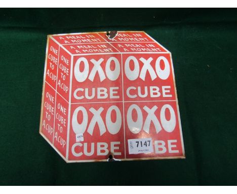An 'Oxo Cube' shaped enamel sign, approx 9" x 9" 