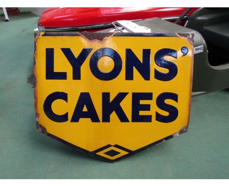 A Lyons Cakes enamel sign, 18" x 15.5" 