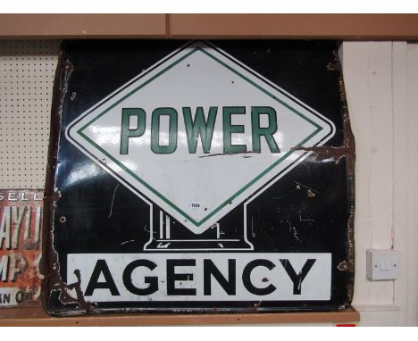 A "Power Agency" enamel sign, 35" x 35"  