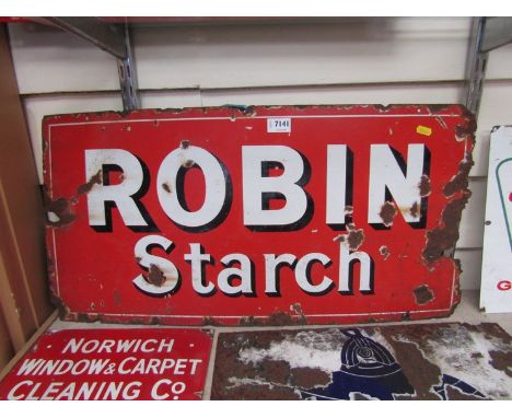 An enamel "Robin Starch" advertising sign, 30" x 15"  