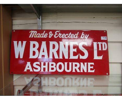 A "W.Barnes Ltd" enamel sign, 25" x 11.5" 