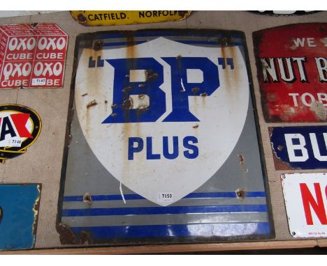 A 'BP Plus' enamel sign a/f approx 21" x 24" 