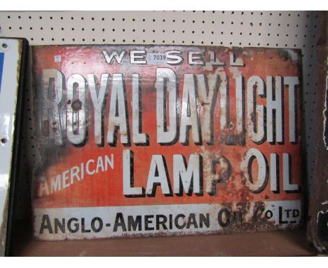 A Royal Daylight Lamp Oil enamel sign, 21" x 14" 