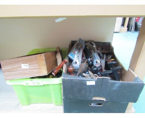 Four boxes of mixed tools including a collection of planes