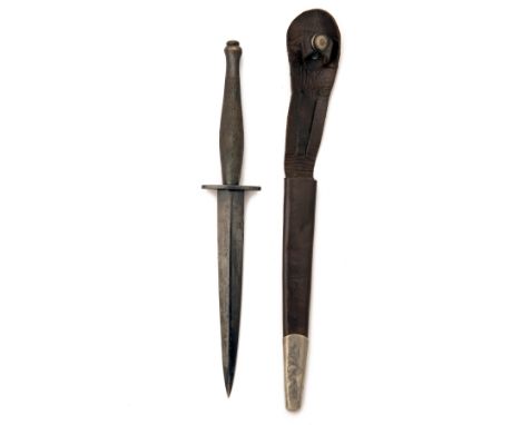 A WORLD WAR TWO FAIRBAIRN-SYKES DAGGER, UNSIGNED, MODEL 'B2', circa 1944, with blacked 6 1/2in. straight double-edged blade, 