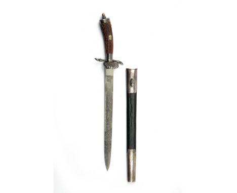 A GERMAN PRE WORLD WAR TWO NATIONAL HUNTING ASSOCIATION TYPE KNIFE, STANDARD MODEL, UNSIGNED, circa 1937, with 13 1/2in. sing