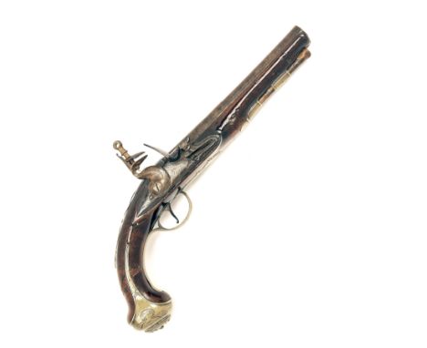 WILSON, LONDON  A 25-BORE FLINTLOCK SASH-PISTOL, no visible serial number, circa 1760, with slightly swamped round triple-sta