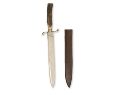 H.R. HOUNAM, SHEFFIELD A 19TH CENTURY HUNTING-KNIFE, circa 1880, with single-edged 9in. spear-point blade false edged for hal