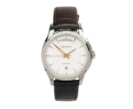 HAMILTON, USA A BOXED GENTLEMAN'S STAINLESS-STEEL AUTOMATIC CALENDAR WRISTWATCH, ref H325050, circa 2015, with modified ETA 2