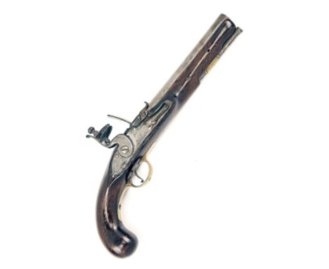 A 10-BORE FLINTLOCK HEAVY HOLSTER-PISTOL, UNSIGNED, serial no. 17, circa 1810, with London proved round iron 9in. barrel, ord