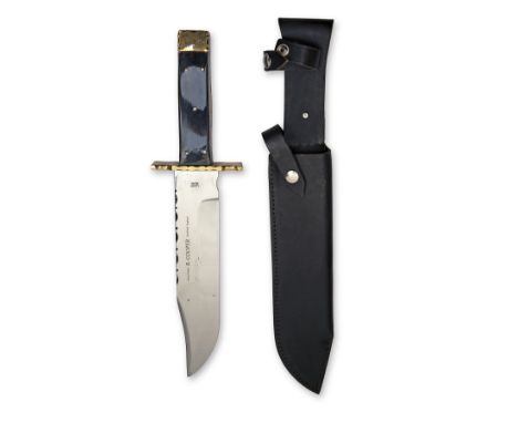 R. COOPER, SHEFFIELD A MASSIVE CUSTOM BOWIE-KNIFE, with 10in. clip-point blade false edged for the last 3 3/4in., the left ha