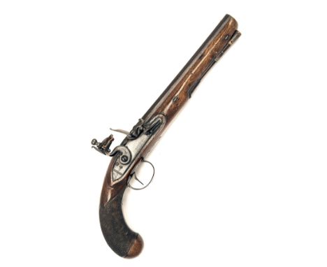 A 22-BORE FLINTLOCK DUELLING-PISTOL SIGNED BARWICK, no visible serial number, circa 1800, with octagonal 9in. barrel, small b
