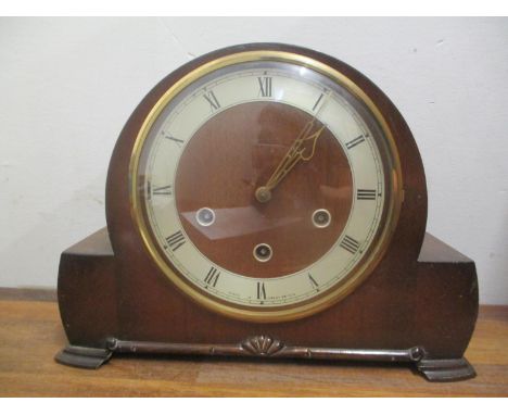 A mid 20th century Smiths 8 day Westminster chime mantle clock, striking on eight rodsLocation: RAM 