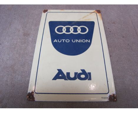 A reproduction Audi "Auto Union" enamel sign, 20cm x 30cm