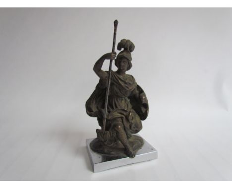 A bronze mascot in the form of a classical figure, possibly Athena goddess of wisdom 